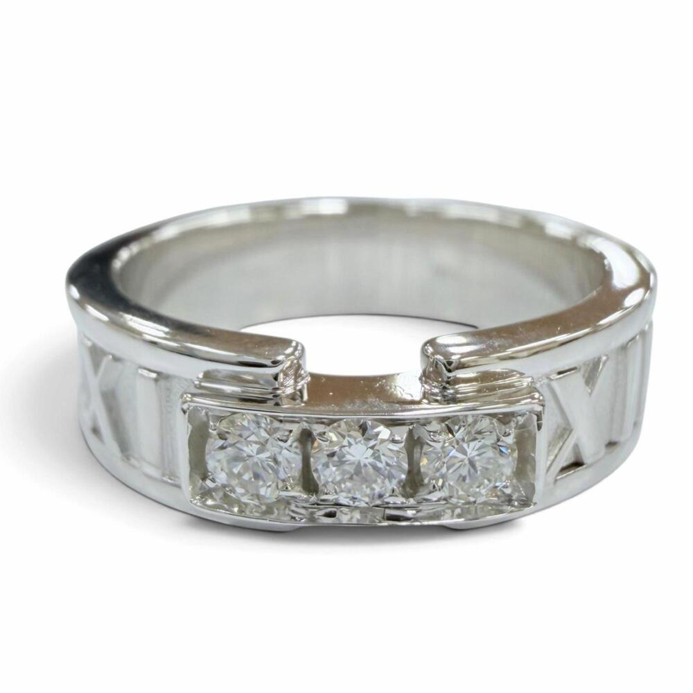 TIFFANY&Co. Tiffany Atlas Ring 750 (WG) 3-Diamond Ring, White Gold, Made in I...